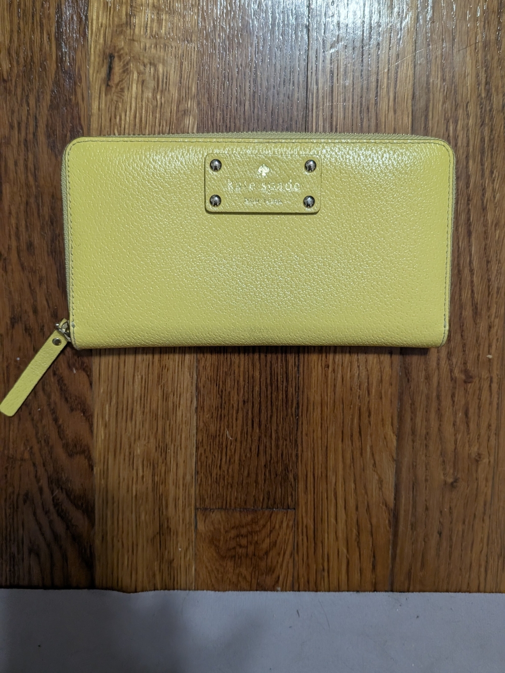 Kate Spade Lemon yellow zip-around leather organizational wallet